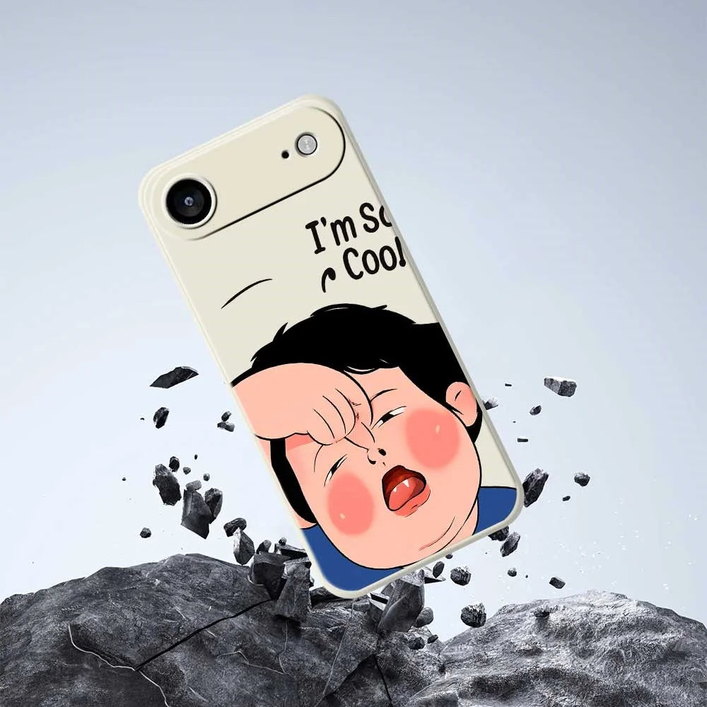 For iPhone Air Case Make Faces Kid Pattern Printing Straight Edge TPU Phone Back Cover - Beige - 7
