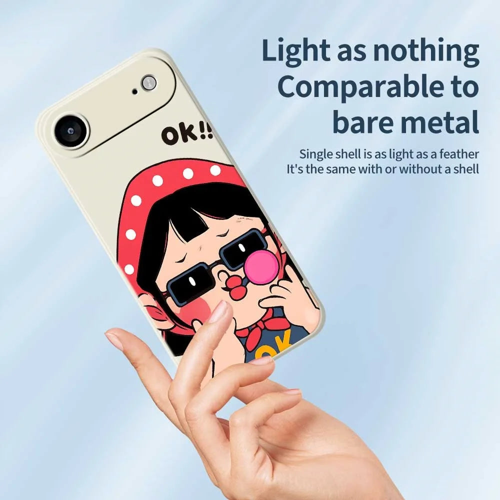 For iPhone Air Case Cute Kid Pattern Printing Straight Edge TPU Phone Back Cover - Beige - 4