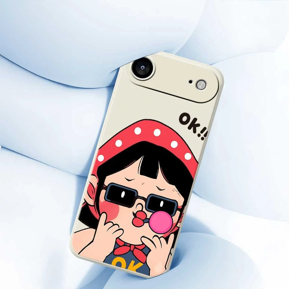 For iPhone Air Case Cute Kid Pattern Printing Straight Edge TPU Phone Back Cover - Beige - 5