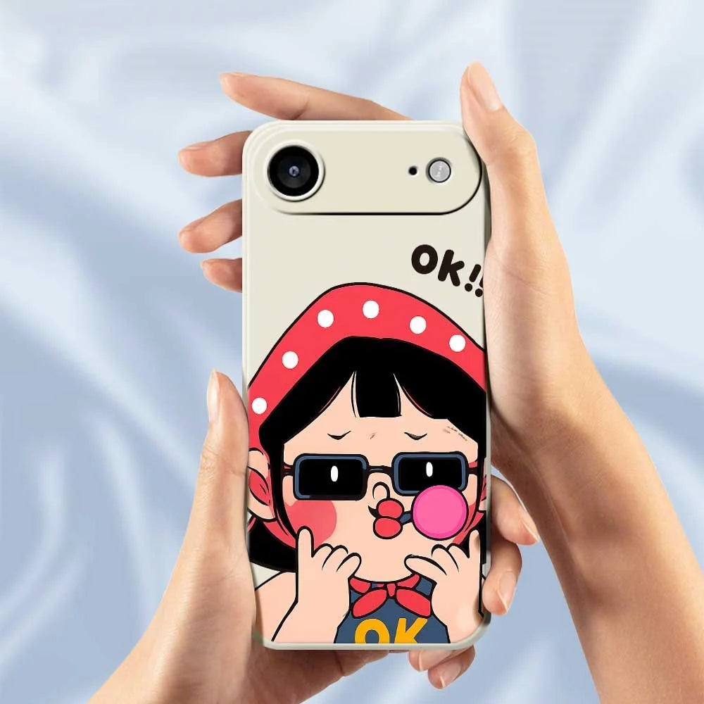 For iPhone Air Case Cute Kid Pattern Printing Straight Edge TPU Phone Back Cover - Beige - 6