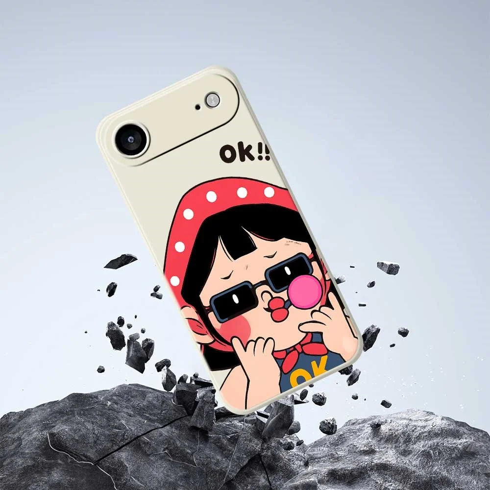 For iPhone Air Case Cute Kid Pattern Printing Straight Edge TPU Phone Back Cover - Beige - 7