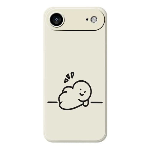 For iPhone Air Case Stick Figure Pattern Printing Straight Edge TPU Phone Back Cover - Beige - 1