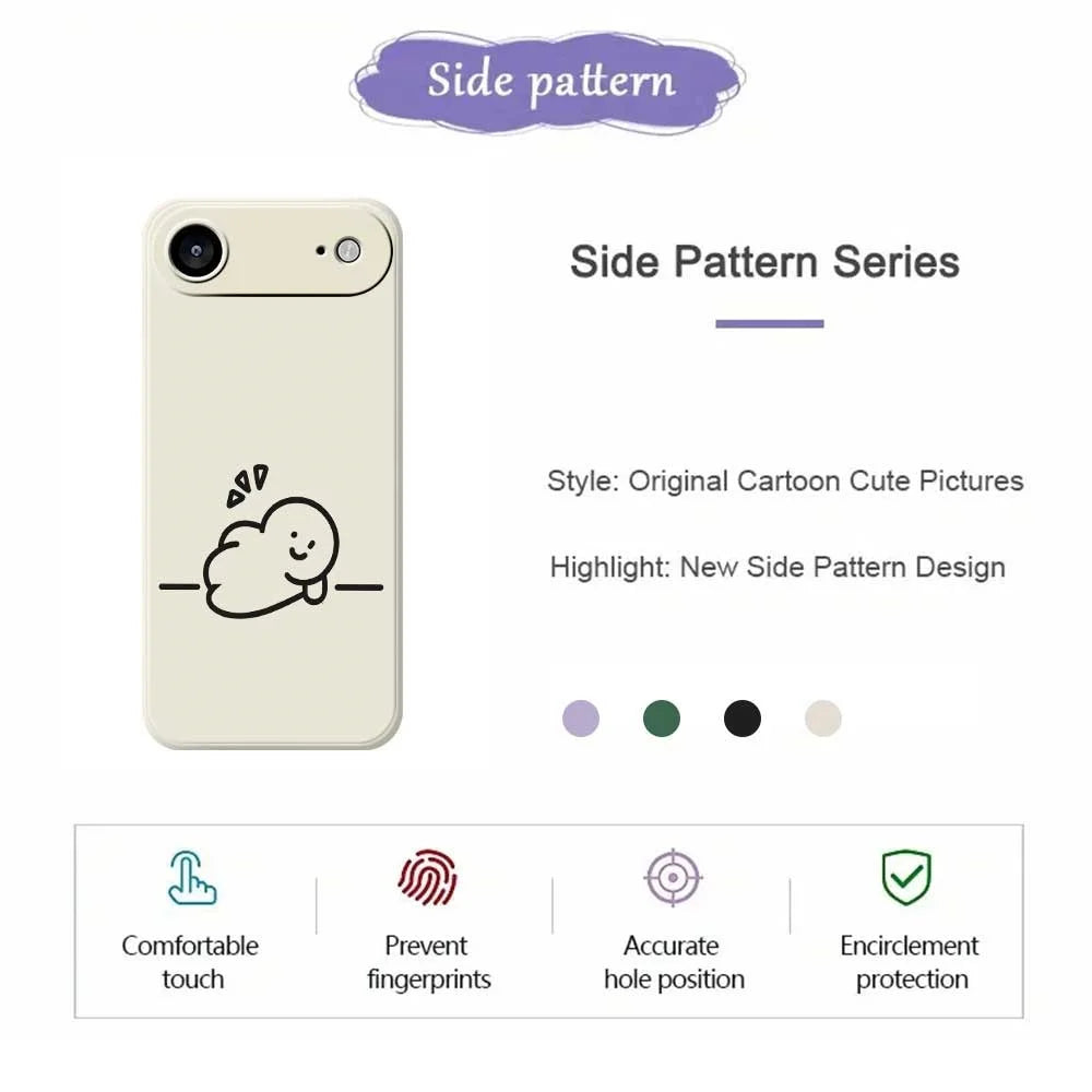 For iPhone Air Case Stick Figure Pattern Printing Straight Edge TPU Phone Back Cover - Beige - 2