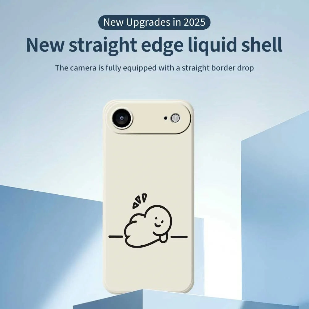 For iPhone Air Case Stick Figure Pattern Printing Straight Edge TPU Phone Back Cover - Beige - 3