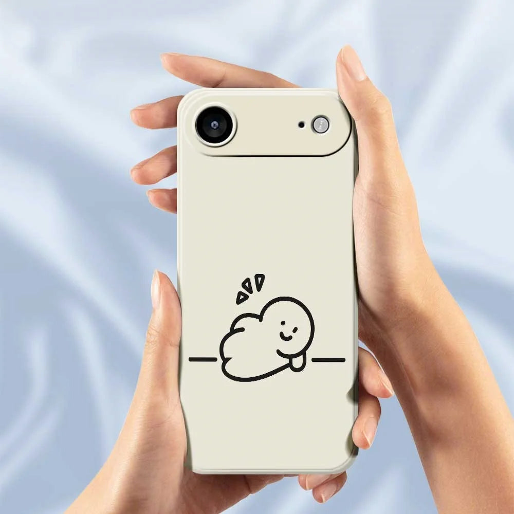 For iPhone Air Case Stick Figure Pattern Printing Straight Edge TPU Phone Back Cover - Beige - 6