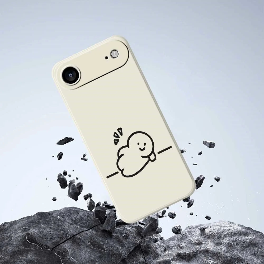 For iPhone Air Case Stick Figure Pattern Printing Straight Edge TPU Phone Back Cover - Beige - 7