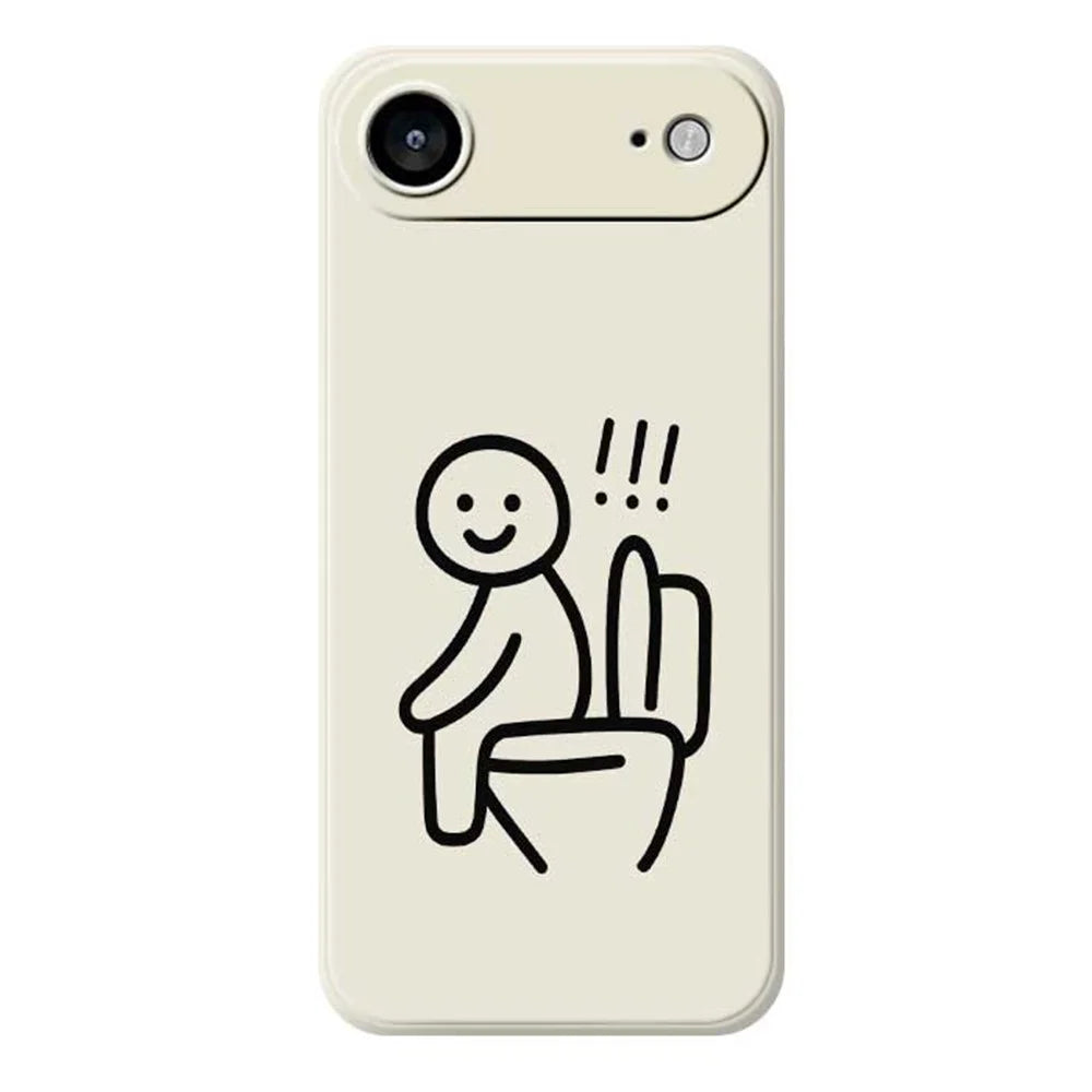 For iPhone Air Case Stickman Toilet Pattern Printing Straight Edge TPU Phone Back Cover - Beige - 1