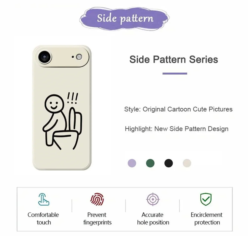For iPhone Air Case Stickman Toilet Pattern Printing Straight Edge TPU Phone Back Cover - Beige - 2