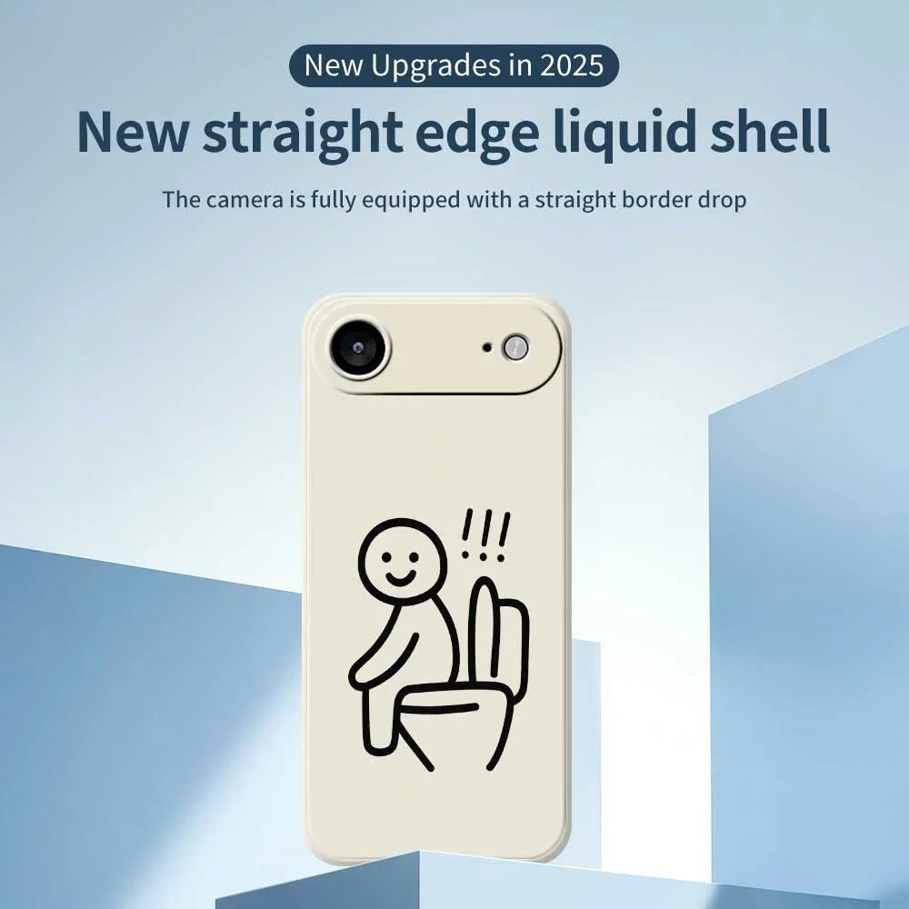 For iPhone Air Case Stickman Toilet Pattern Printing Straight Edge TPU Phone Back Cover - Beige - 3