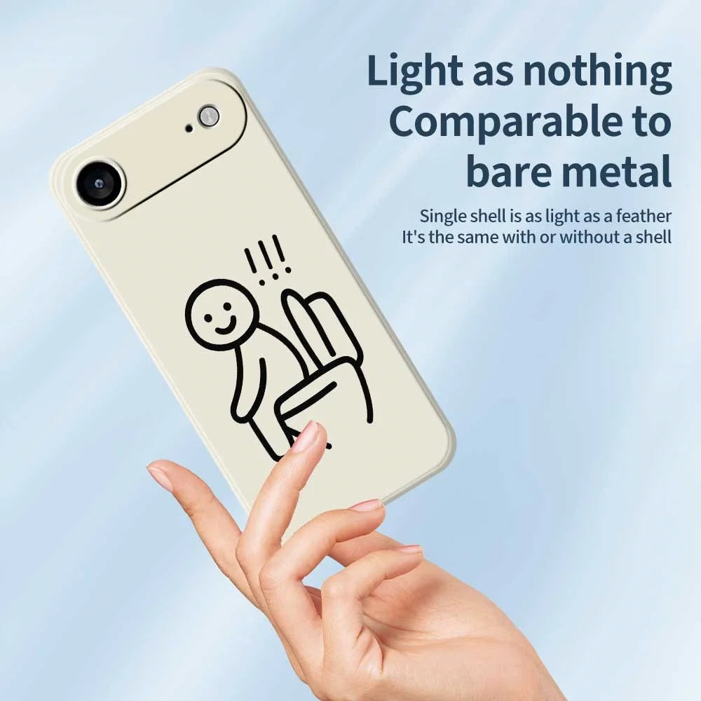 For iPhone Air Case Stickman Toilet Pattern Printing Straight Edge TPU Phone Back Cover - Beige - 4