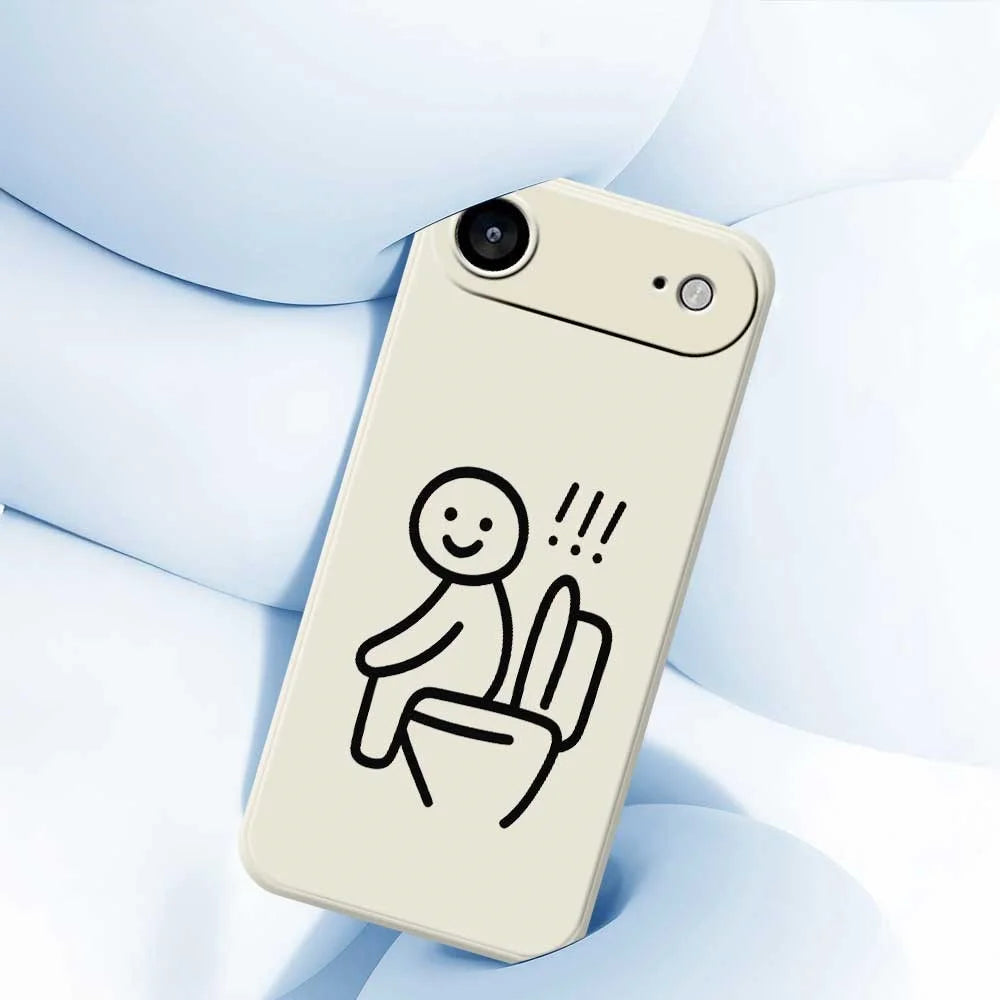 For iPhone Air Case Stickman Toilet Pattern Printing Straight Edge TPU Phone Back Cover - Beige - 5