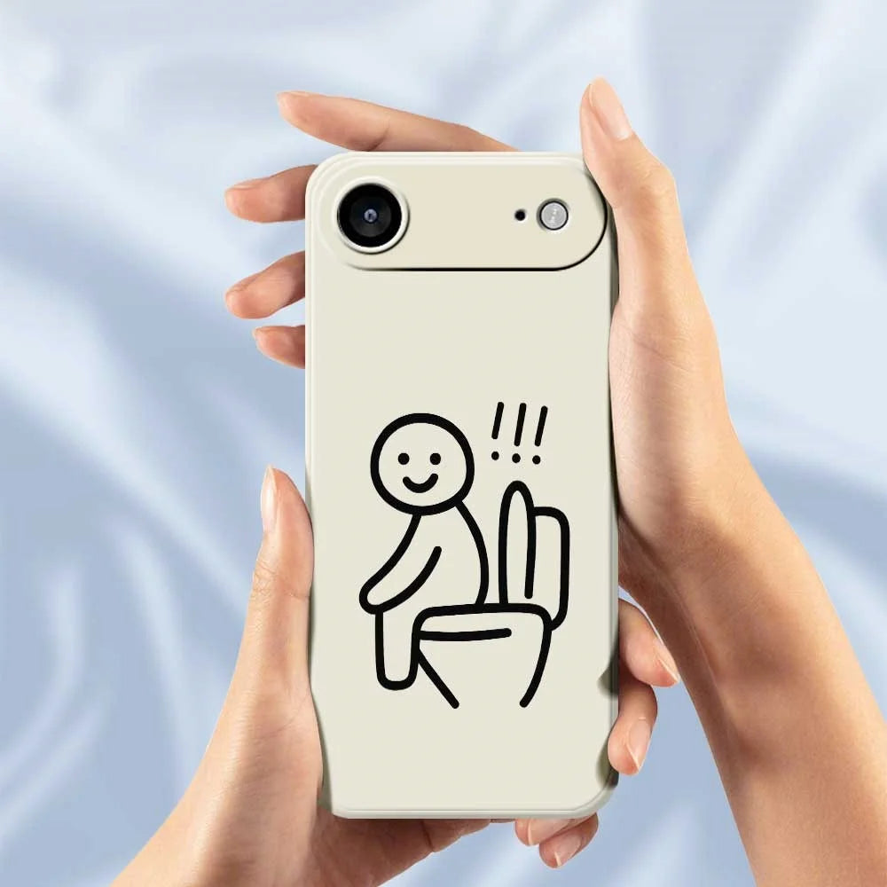 For iPhone Air Case Stickman Toilet Pattern Printing Straight Edge TPU Phone Back Cover - Beige - 6