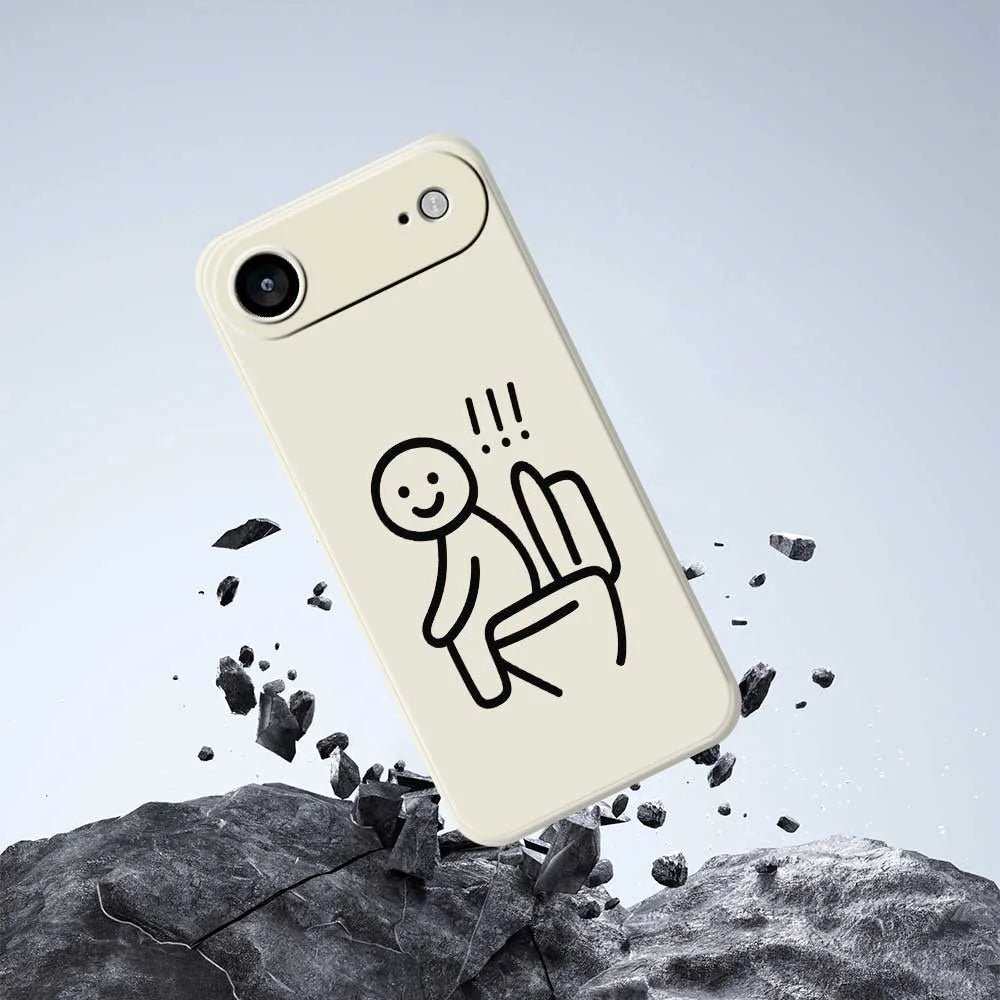 For iPhone Air Case Stickman Toilet Pattern Printing Straight Edge TPU Phone Back Cover - Beige - 7