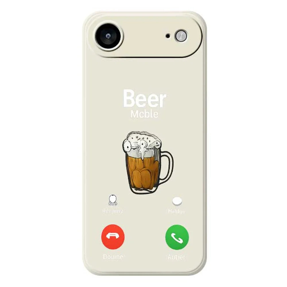 For iPhone Air Case Beer Pattern Printing Straight Edge TPU Phone Back Cover - Beige - 1