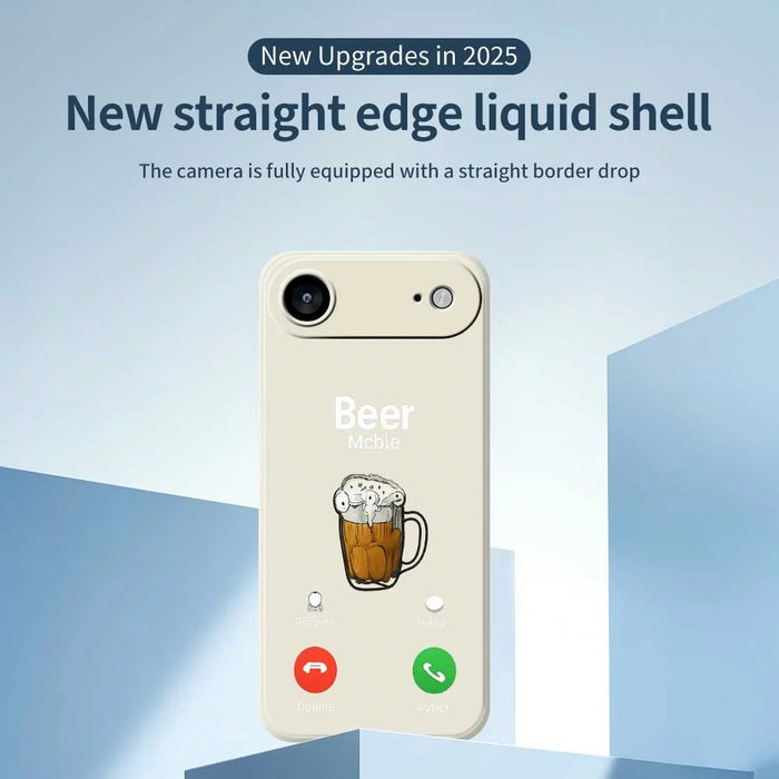 For iPhone Air Case Beer Pattern Printing Straight Edge TPU Phone Back Cover - Beige - 3