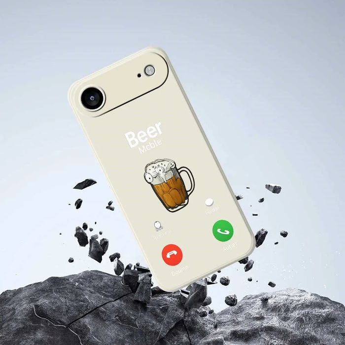 For iPhone Air Case Beer Pattern Printing Straight Edge TPU Phone Back Cover - Beige - 7