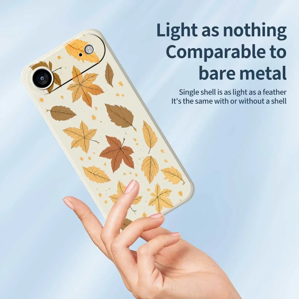 For iPhone Air Case Maple Leaves Pattern Printing Straight Edge TPU Phone Back Cover - Beige - 4
