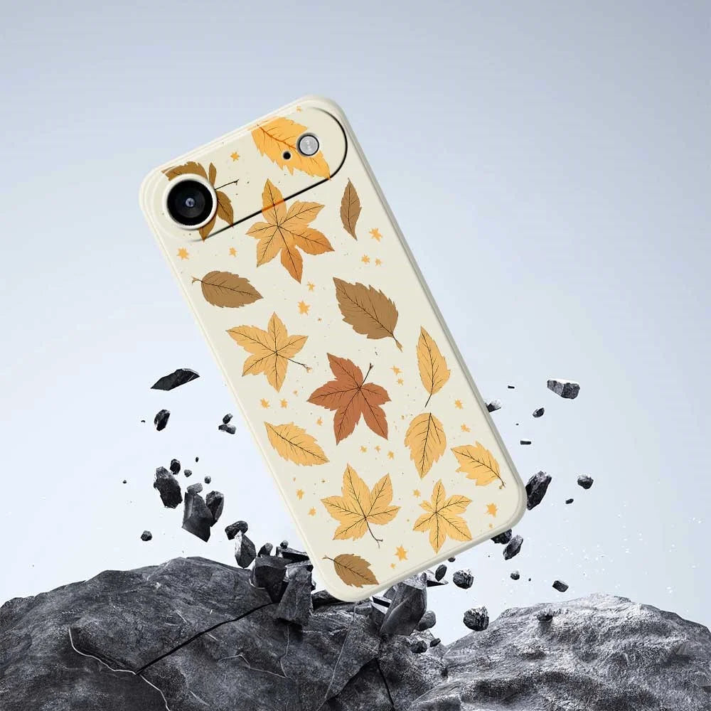For iPhone Air Case Maple Leaves Pattern Printing Straight Edge TPU Phone Back Cover - Beige - 7