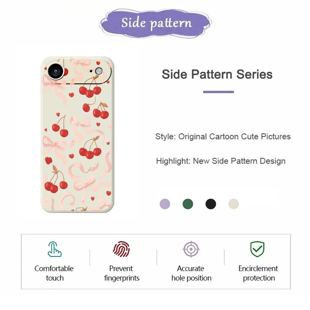 For iPhone Air Case Big Bow Cherry Pattern Printing Straight Edge TPU Phone Back Cover - Beige - 2