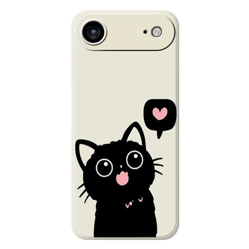 For iPhone Air Case Love Black Cat Pattern Printing Straight Edge TPU Phone Back Cover - Beige - 1