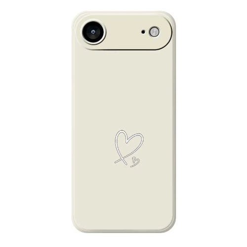 For iPhone Air Case White Love Pattern Printing Straight Edge TPU Phone Back Cover - Beige - 1