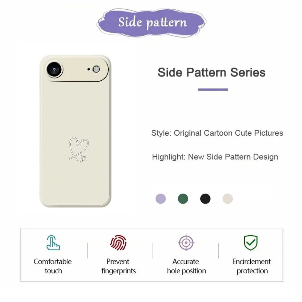 For iPhone Air Case White Love Pattern Printing Straight Edge TPU Phone Back Cover - Beige - 2