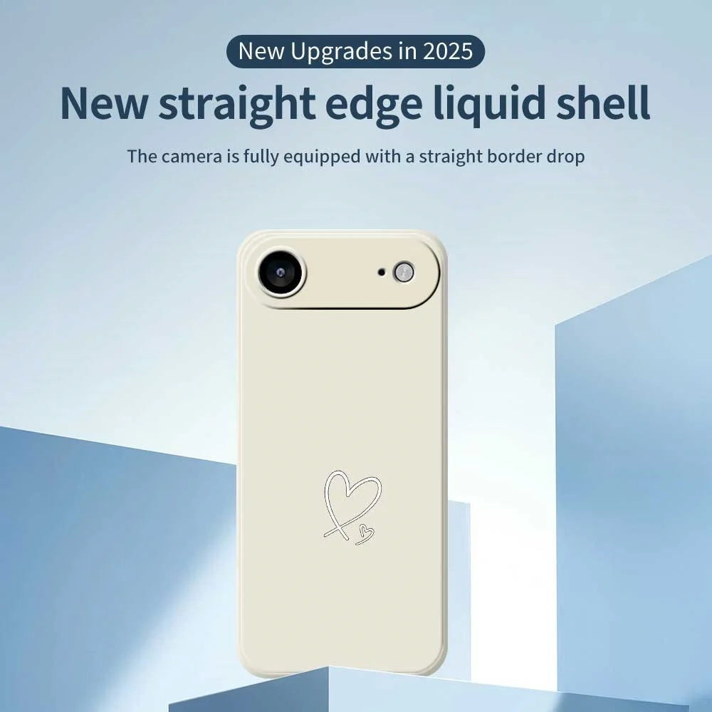 For iPhone Air Case White Love Pattern Printing Straight Edge TPU Phone Back Cover - Beige - 3