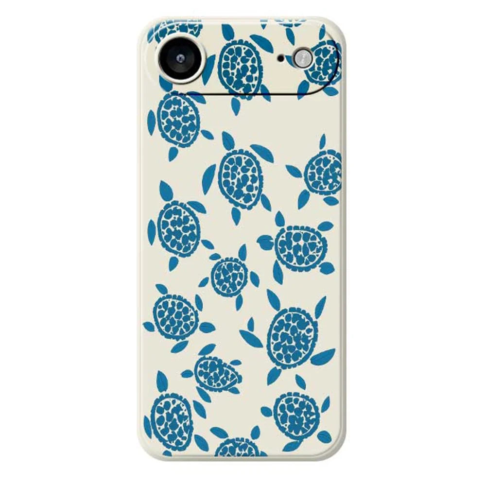 For iPhone Air Case Blue Turtle Pattern Printing Straight Edge TPU Phone Back Cover - Beige - 1