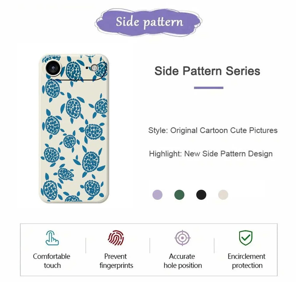For iPhone Air Case Blue Turtle Pattern Printing Straight Edge TPU Phone Back Cover - Beige - 2