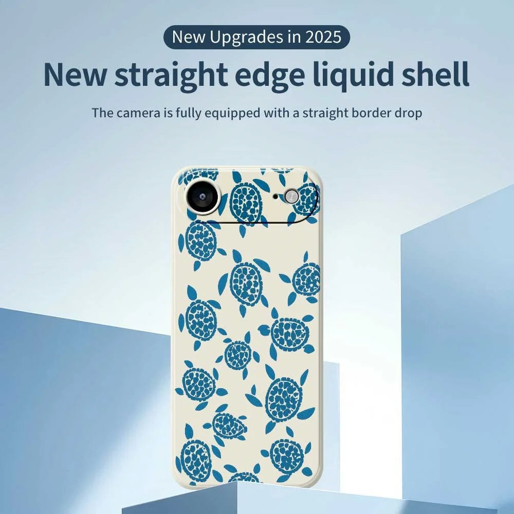 For iPhone Air Case Blue Turtle Pattern Printing Straight Edge TPU Phone Back Cover - Beige - 3