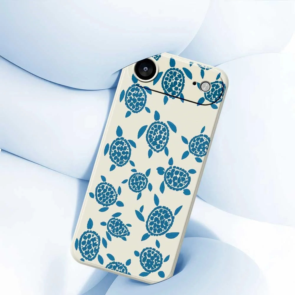 For iPhone Air Case Blue Turtle Pattern Printing Straight Edge TPU Phone Back Cover - Beige - 5