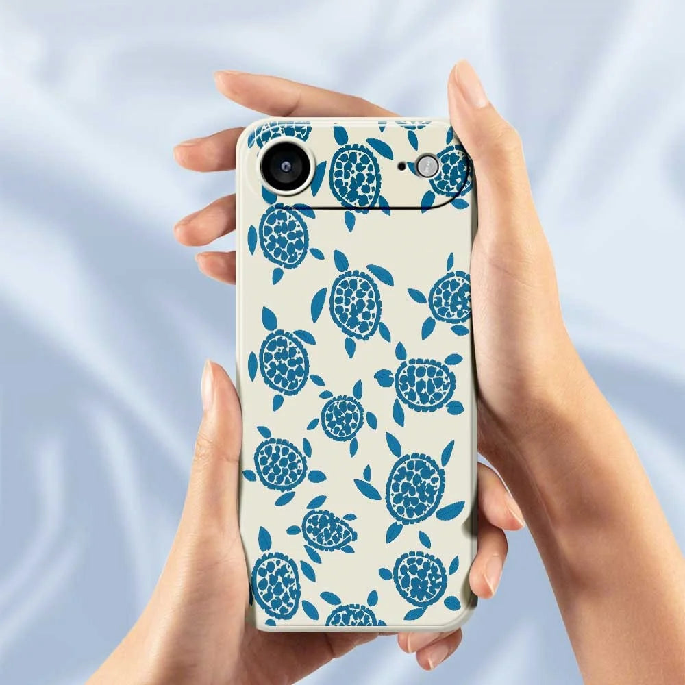 For iPhone Air Case Blue Turtle Pattern Printing Straight Edge TPU Phone Back Cover - Beige - 6