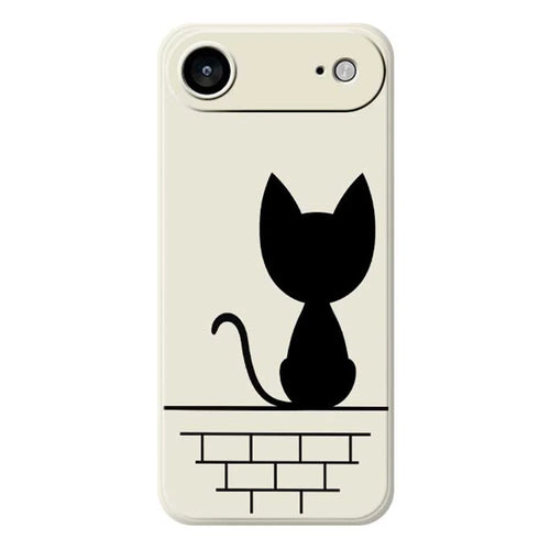 For iPhone Air Case Black Cat on the Wall Pattern Printing Straight Edge TPU Phone Back Cover - Beige - 1