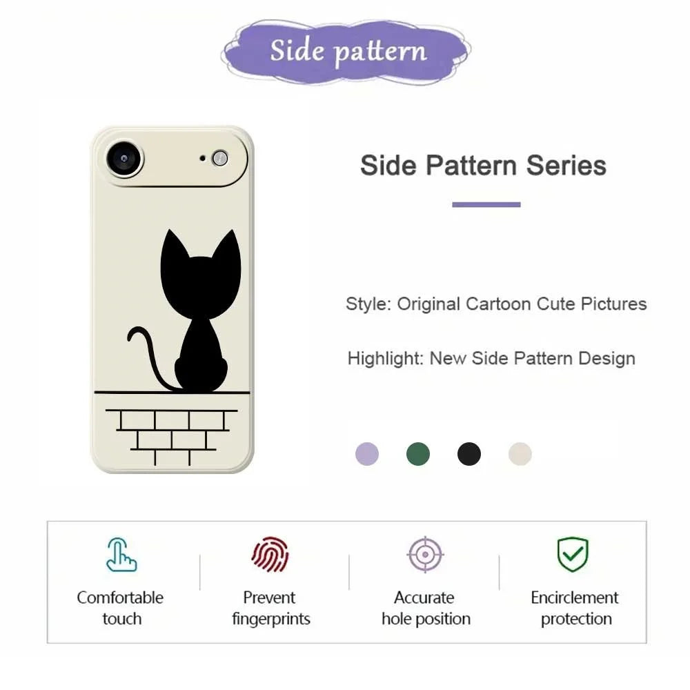 For iPhone Air Case Black Cat on the Wall Pattern Printing Straight Edge TPU Phone Back Cover - Beige - 2