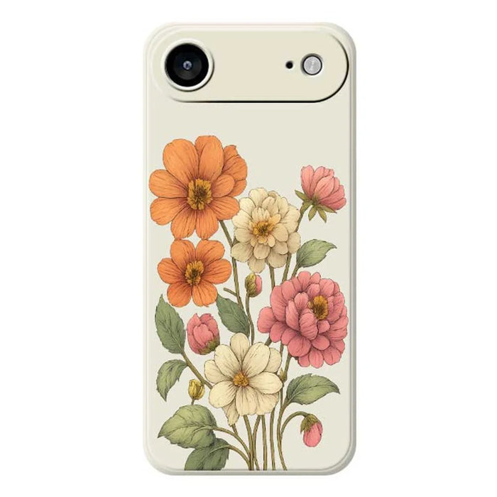 For iPhone Air Case Beautiful Flowers Pattern Printing Straight Edge TPU Phone Back Cover - Beige - 1