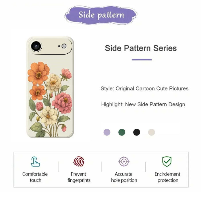 For iPhone Air Case Beautiful Flowers Pattern Printing Straight Edge TPU Phone Back Cover - Beige - 2
