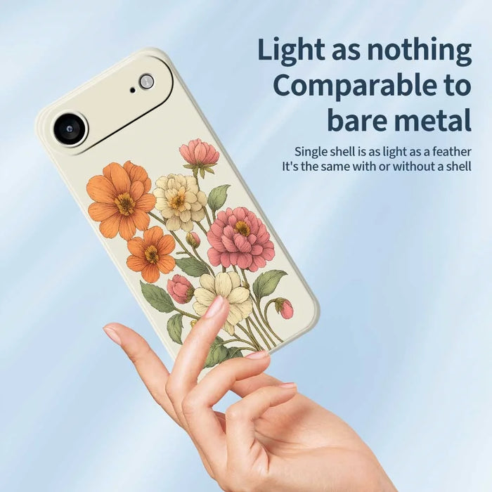 For iPhone Air Case Beautiful Flowers Pattern Printing Straight Edge TPU Phone Back Cover - Beige - 4