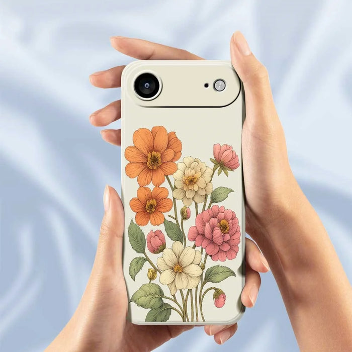 For iPhone Air Case Beautiful Flowers Pattern Printing Straight Edge TPU Phone Back Cover - Beige - 6