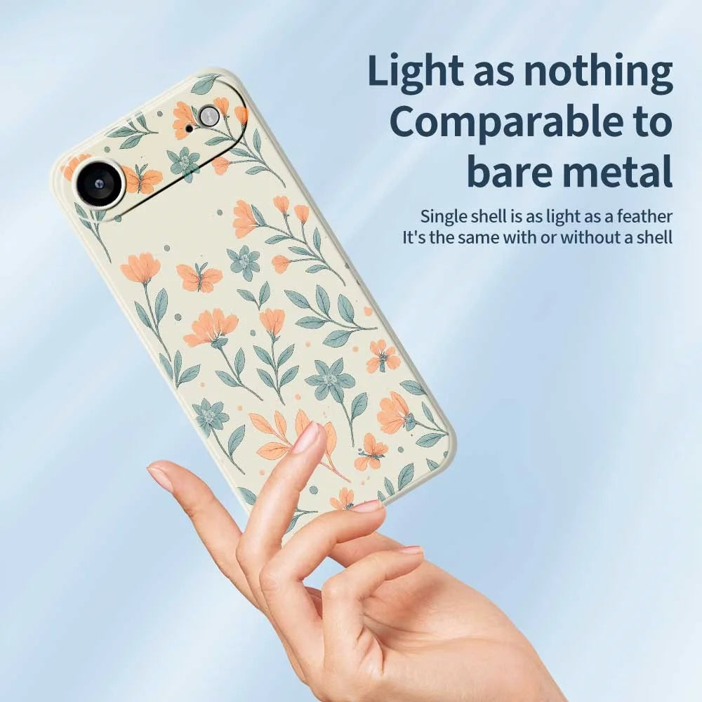 For iPhone Air Case Yellow Flowers Pattern Printing Straight Edge TPU Phone Back Cover - Beige - 4