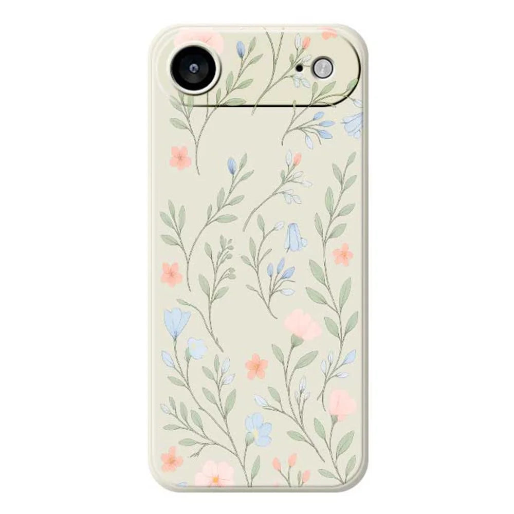 For iPhone Air Case Pink Blue Flowers Pattern Printing Straight Edge TPU Phone Back Cover - Beige - 1