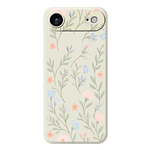 For iPhone Air Case Pink Blue Flowers Pattern Printing Straight Edge TPU Phone Back Cover - Beige - 1