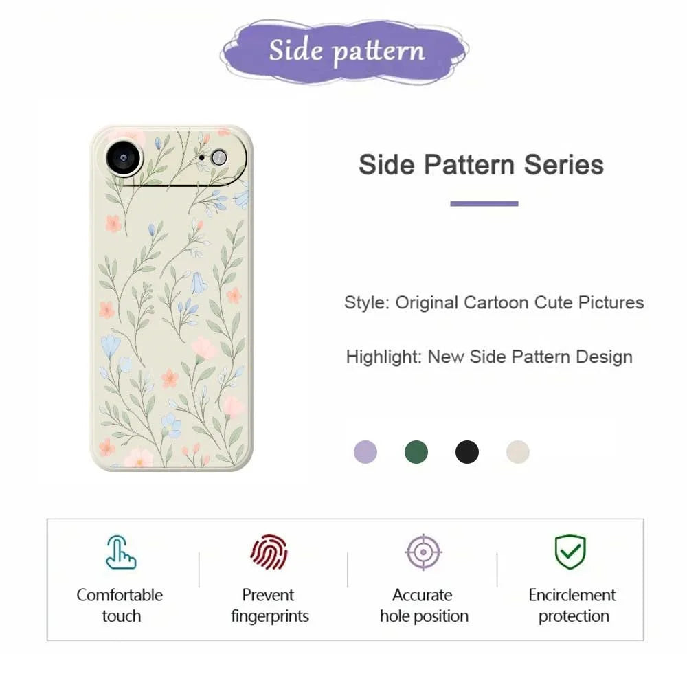 For iPhone Air Case Pink Blue Flowers Pattern Printing Straight Edge TPU Phone Back Cover - Beige - 2