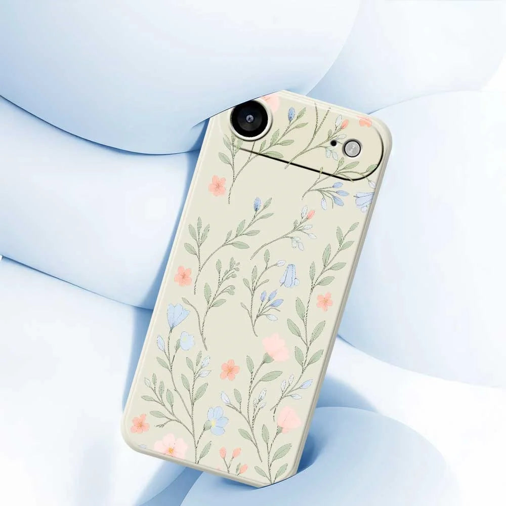 For iPhone Air Case Pink Blue Flowers Pattern Printing Straight Edge TPU Phone Back Cover - Beige - 5
