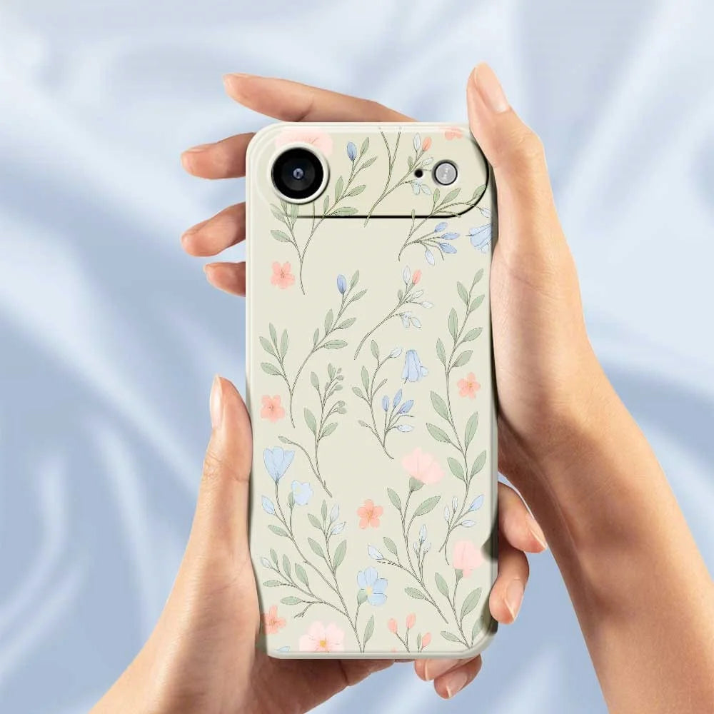 For iPhone Air Case Pink Blue Flowers Pattern Printing Straight Edge TPU Phone Back Cover - Beige - 6