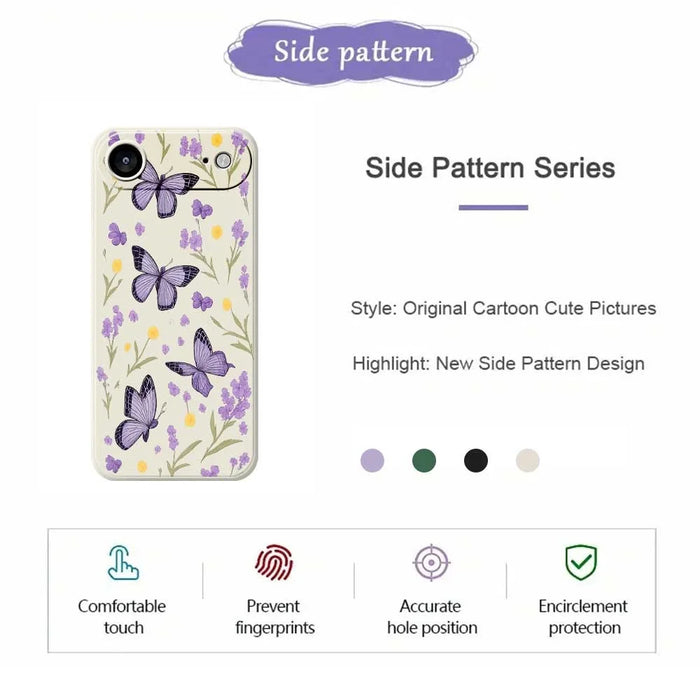 For iPhone Air Case Purple Butterflies Pattern Printing Straight Edge TPU Phone Back Cover - Beige - 2