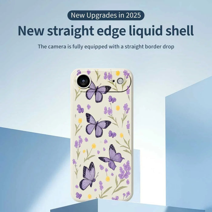 For iPhone Air Case Purple Butterflies Pattern Printing Straight Edge TPU Phone Back Cover - Beige - 3