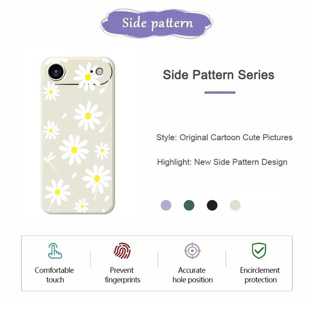 For iPhone Air Case White Daisy Pattern Printing Straight Edge TPU Phone Back Cover - Beige - 2