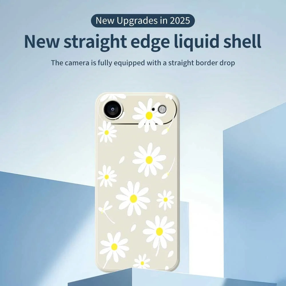 For iPhone Air Case White Daisy Pattern Printing Straight Edge TPU Phone Back Cover - Beige - 3