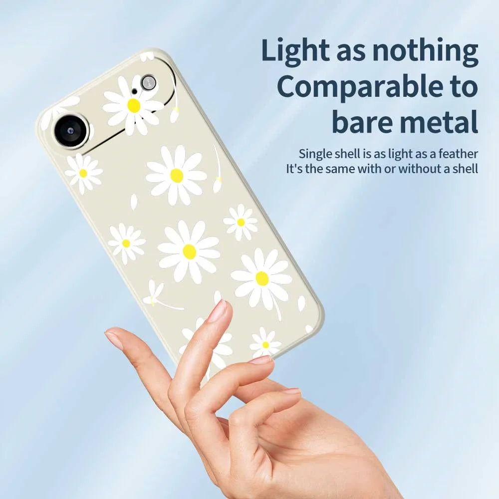 For iPhone Air Case White Daisy Pattern Printing Straight Edge TPU Phone Back Cover - Beige - 4