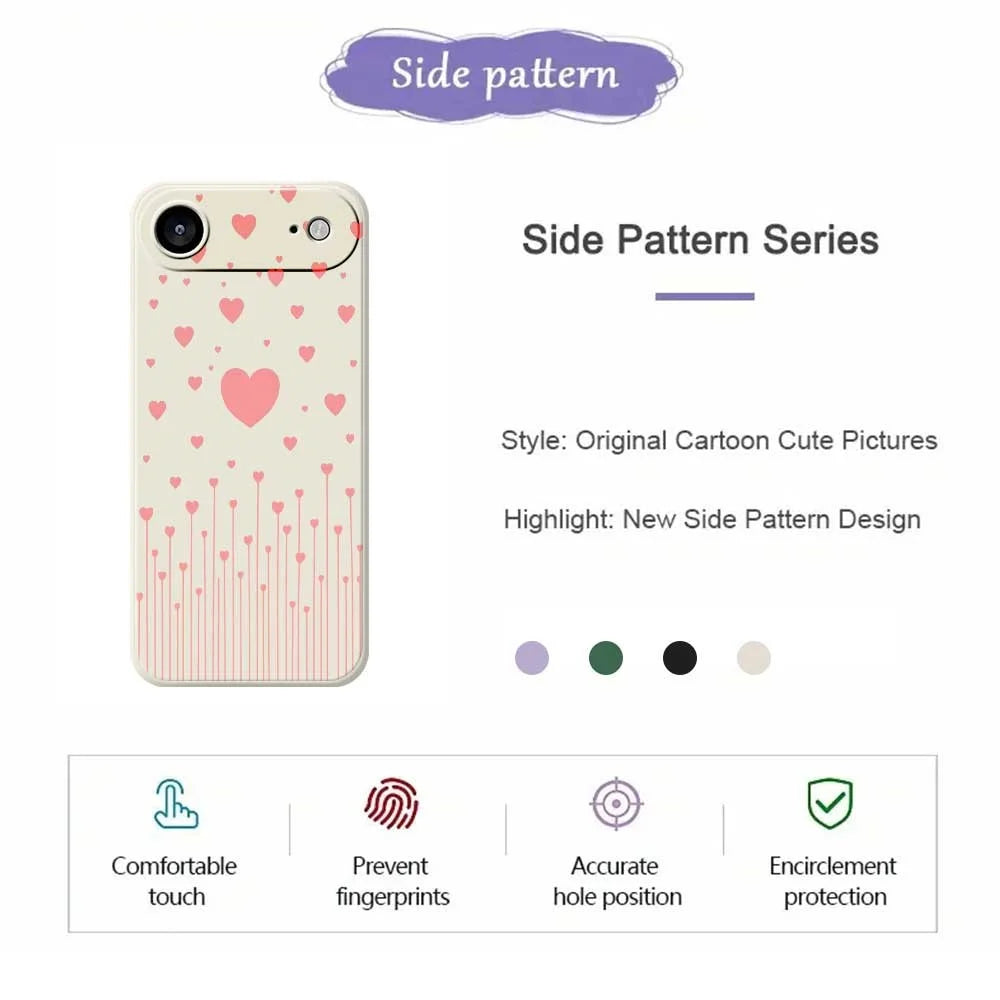 For iPhone Air Case Pink Love Pattern Printing Straight Edge TPU Phone Back Cover - Beige - 2